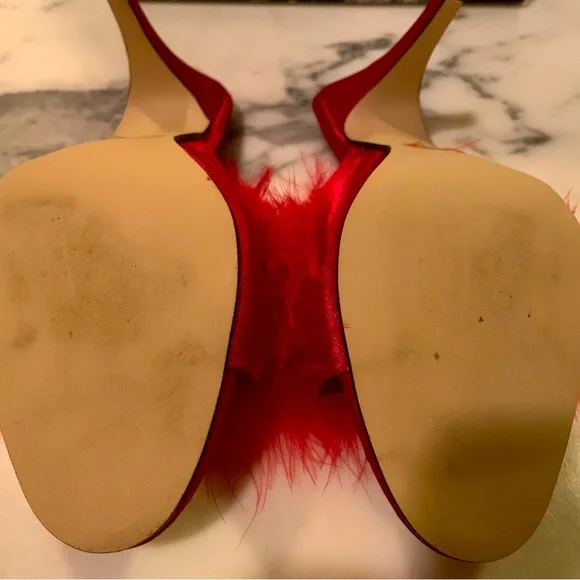 VTG Fredericks Of Hollywood Glamour Girl Marabou Slippers Red Feather Size 7 - Picture 7 of 10